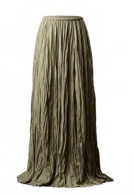 NEW ELLE GREY women's elegant crinkled maxi skirt in sage green